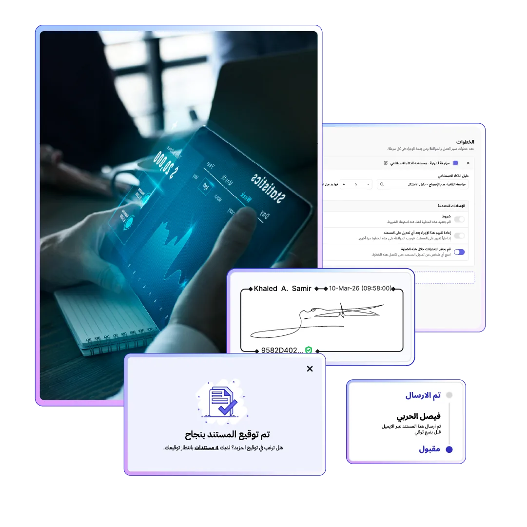 دمج التوقيع الرقمي الآمن وإدارة العقود في سير عمل التكنولوجيا المالية